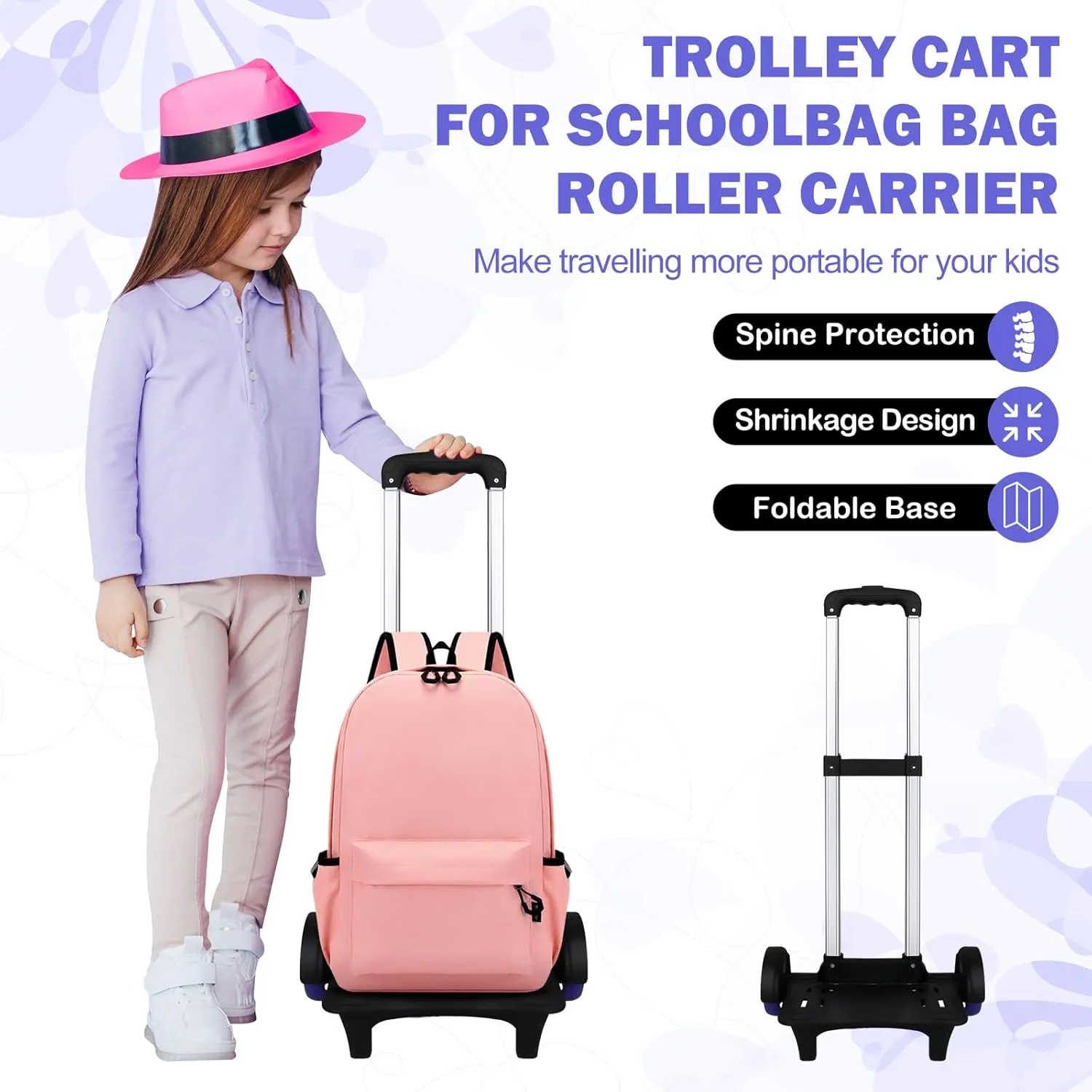 Backpack Trolley Trolley Cart Wheeled Cart Luggage Cart with Wheels for Backpack, Men, as described