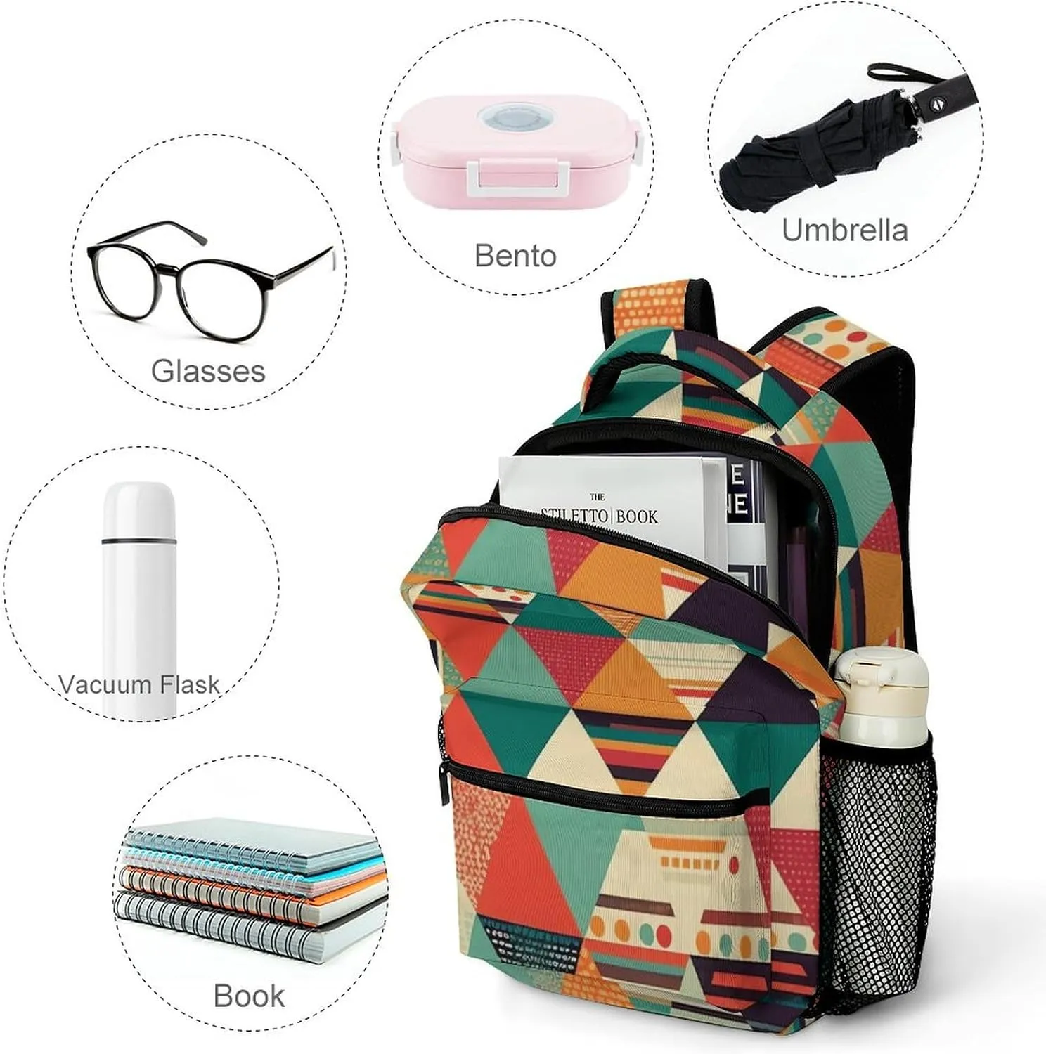 Backpacks Bright Colors And Stripes Travel Bag Laptop Backpack Casual Daypack for Weekender Business Hiking