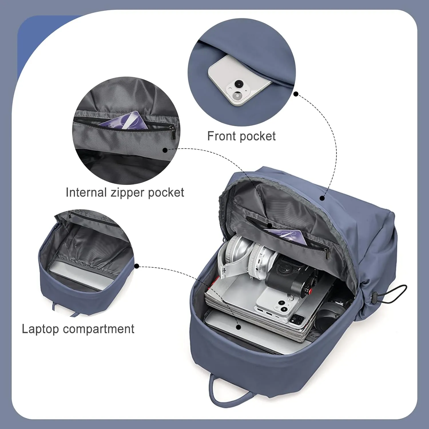 Backpacks For School Bag School Backpack For College Backpacks Bookbag For Women Waterproof Gym Backpack For Men Book Bags Small Simple Backpack Purplish Blue