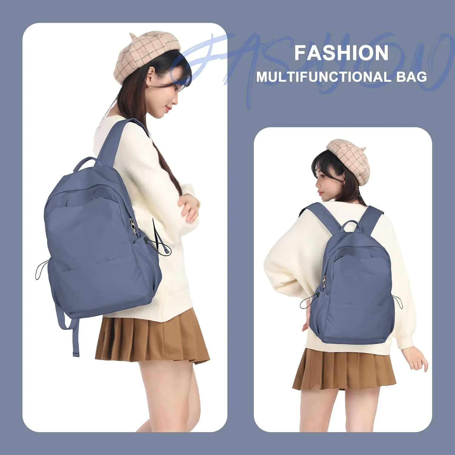 Backpacks For School Bag School Backpack For College Backpacks Bookbag For Women Waterproof Gym Backpack For Men Book Bags Small Simple Backpack Purplish Blue