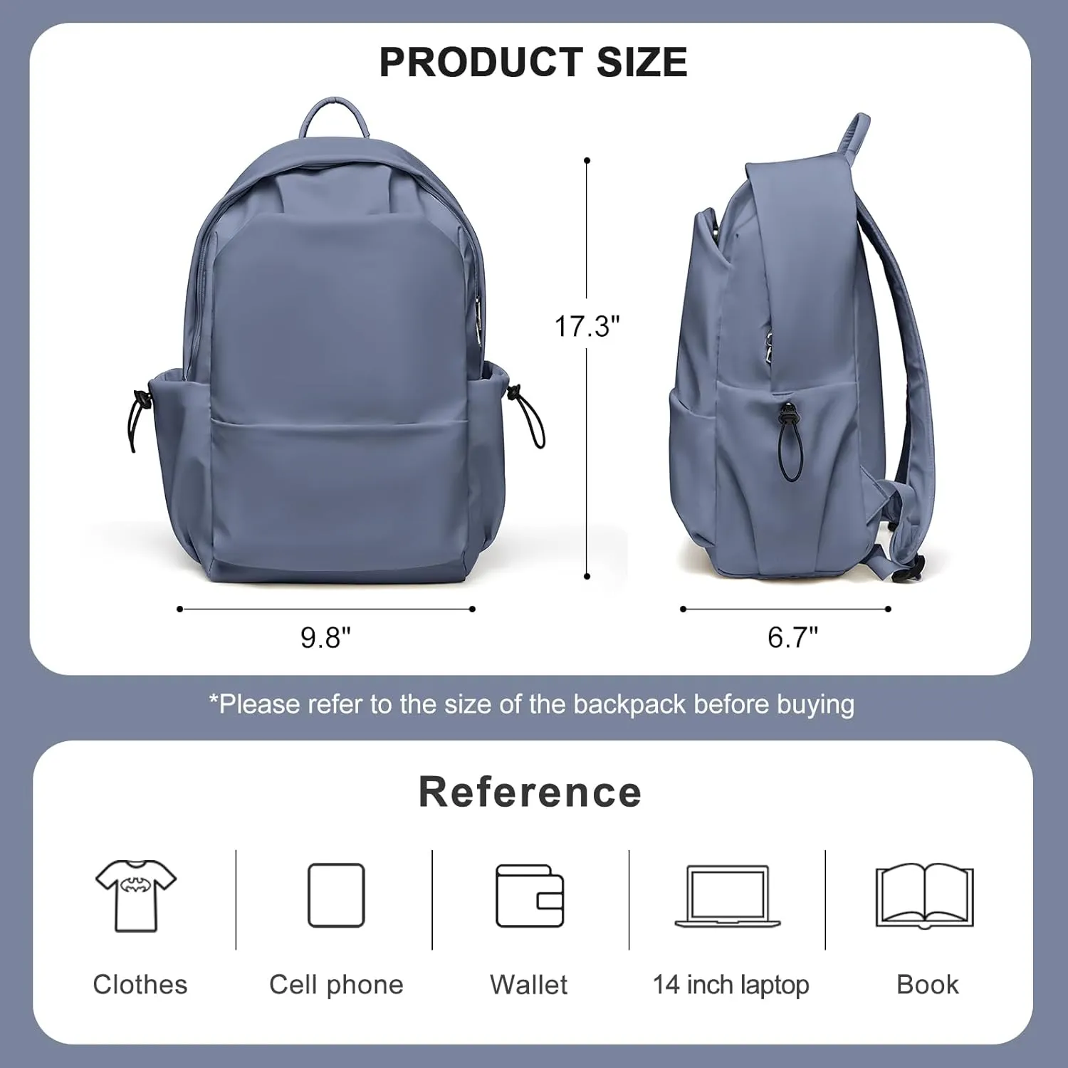 Backpacks For School Bag School Backpack For College Backpacks Bookbag For Women Waterproof Gym Backpack For Men Book Bags Small Simple Backpack Purplish Blue