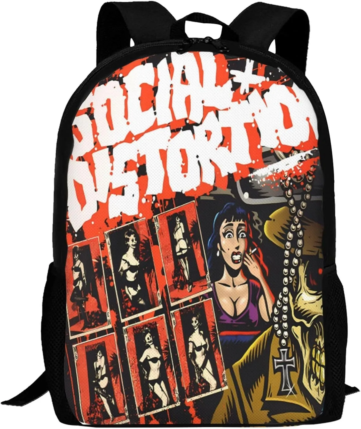 Backpacks Social Rock Distortion Band Double Shoulder Bag 15 Inchs Laptop Backpack for Camping Travle Work Hiking Women Men Gifts