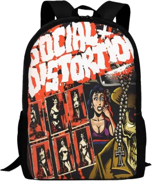 Backpacks Social Rock Distortion Band Double Shoulder Bag 15 Inchs Laptop Backpack for Camping Travle Work Hiking Women Men Gifts