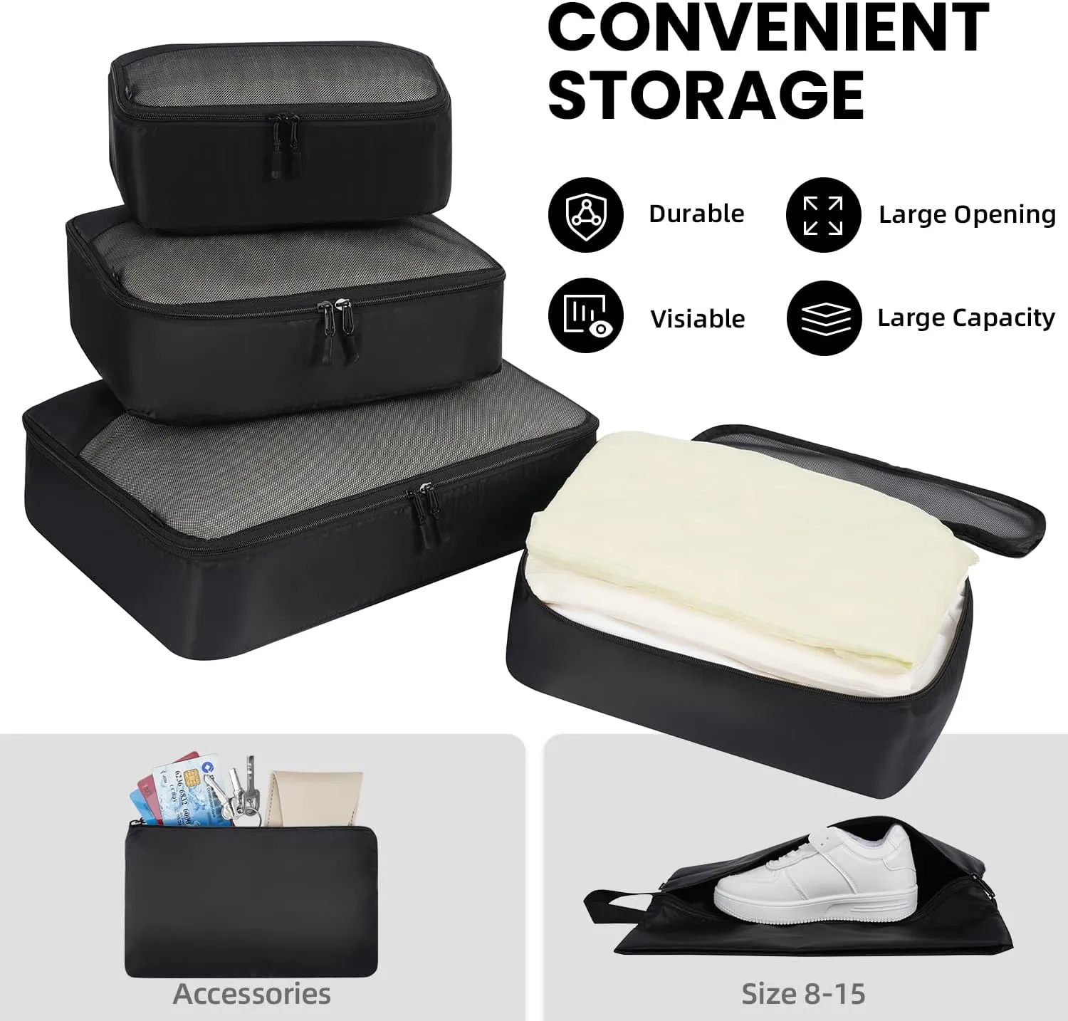BAGAIL 8 Set/9 Set Packing Cubes Luggage Packing Organizer for Travel, Suitcase Packing Bags for Travel Accessories