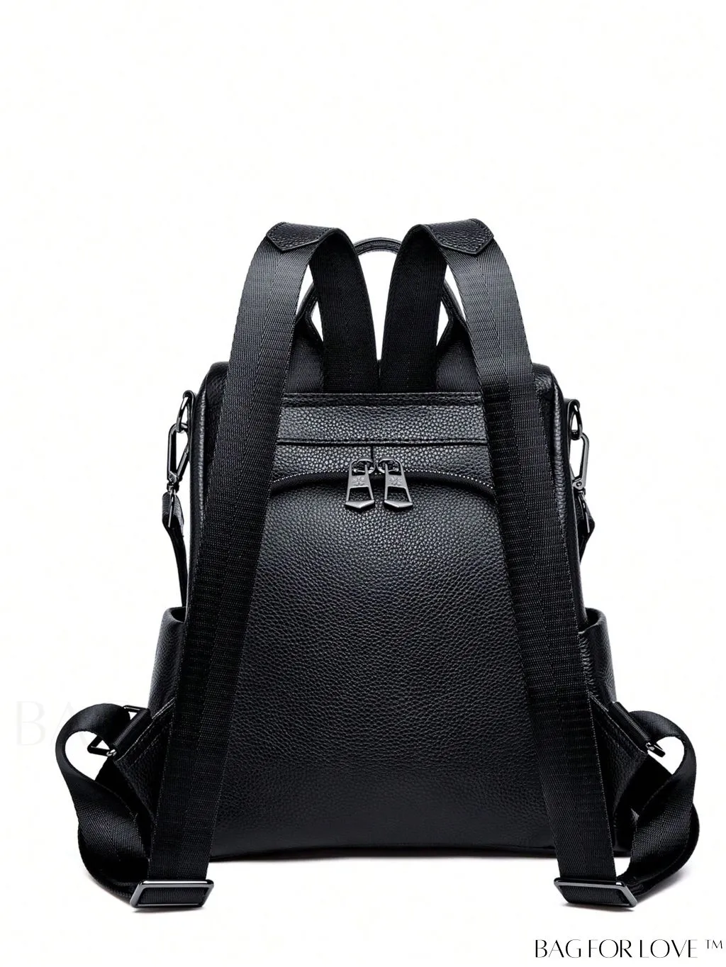 BagForLove - Chic Litchi Embossed Striped Detail Medium Backpack: Ideal for Women, Rookies & Professionals