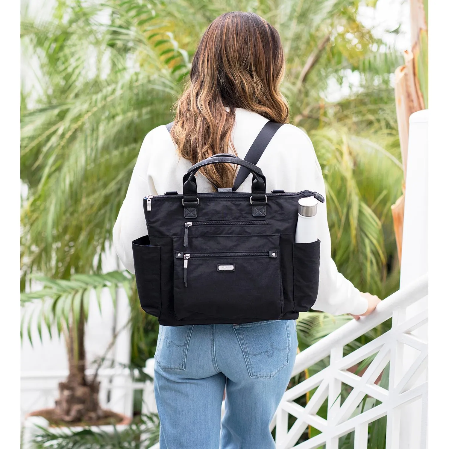 Baggallini 3-in-1 Convertible Backpack Sterling Shimmer Nylon