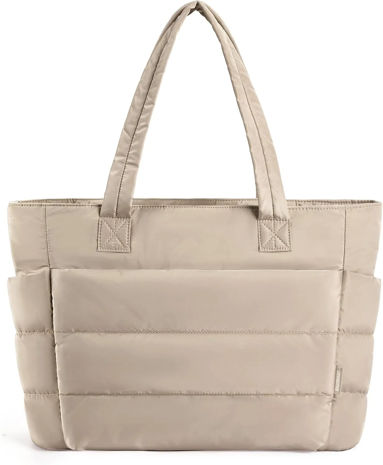 BAGSMART Tote Bag for Women, Lightweight Puffy Tote Bag with Compartments, Quilted Shoulder Bag Handbag for Travel, Work