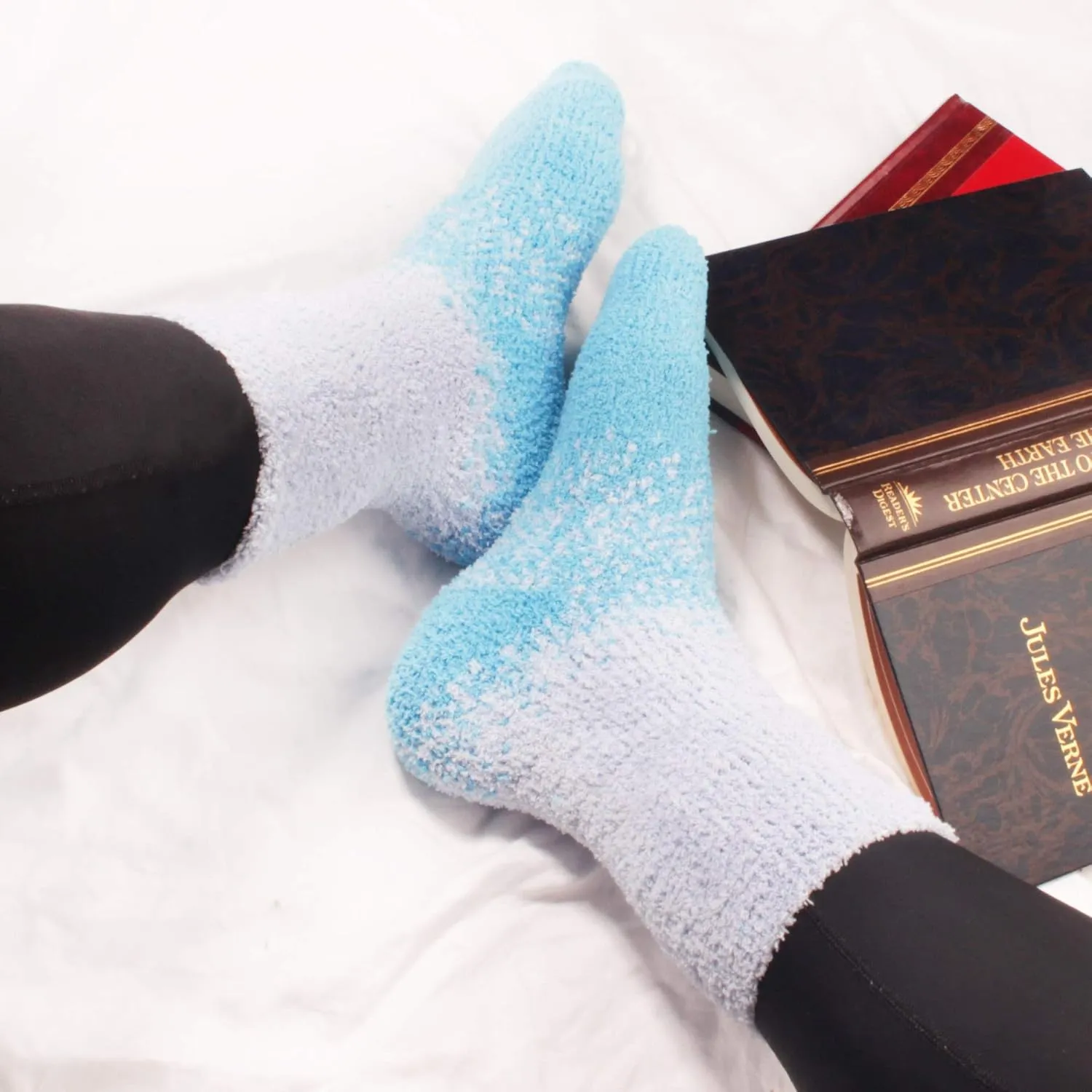 BambooMN Womens Fuzzy Colorful Socks - 3 Pair Packs