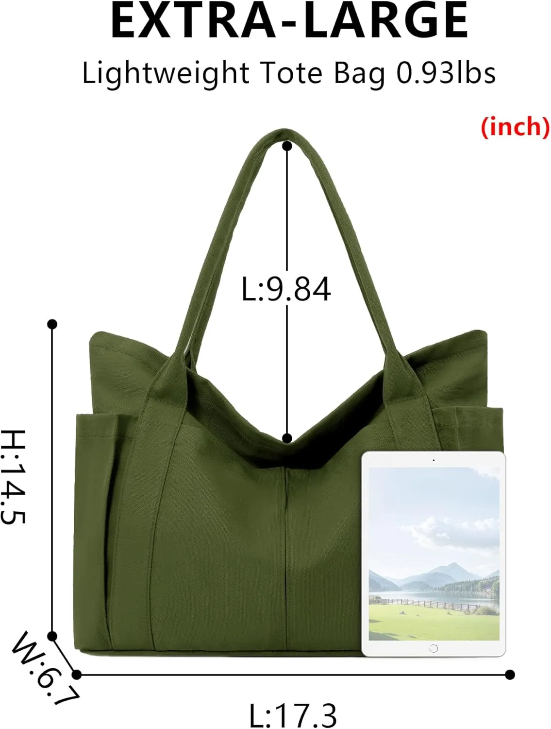 BAPHITY Large Canvas Tote Bag for Women With Pockets,Shoulder Bag Everyday Handbags for Work, Travel Essentials Carry On Bag