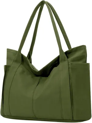 BAPHITY Large Canvas Tote Bag for Women With Pockets,Shoulder Bag Everyday Handbags for Work, Travel Essentials Carry On Bag