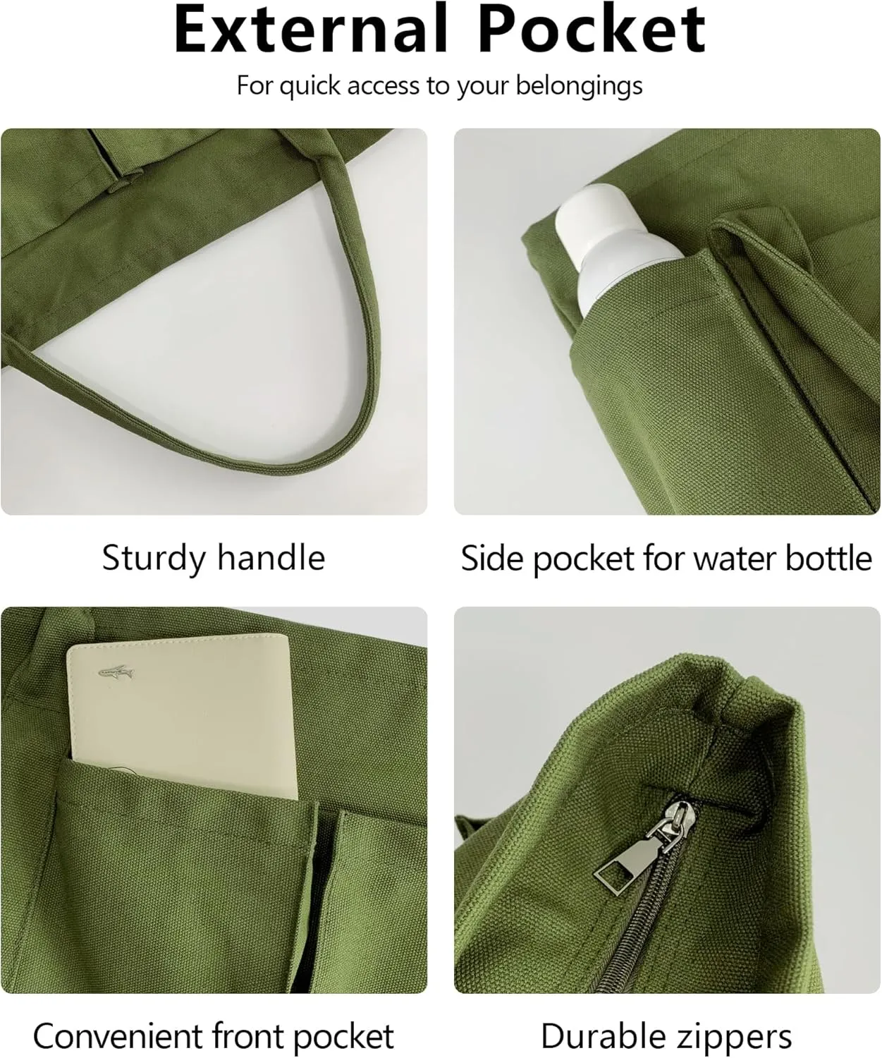 BAPHITY Large Canvas Tote Bag for Women With Pockets,Shoulder Bag Everyday Handbags for Work, Travel Essentials Carry On Bag