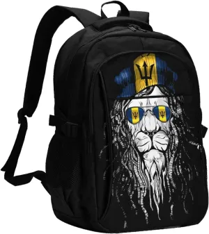 Barbados Lion Flag Casual Travel Backpacks Hiking Camping Backpack Large Outdoor Sport Daypack Laptop Rucksack Climbing Working Bags with USB Port