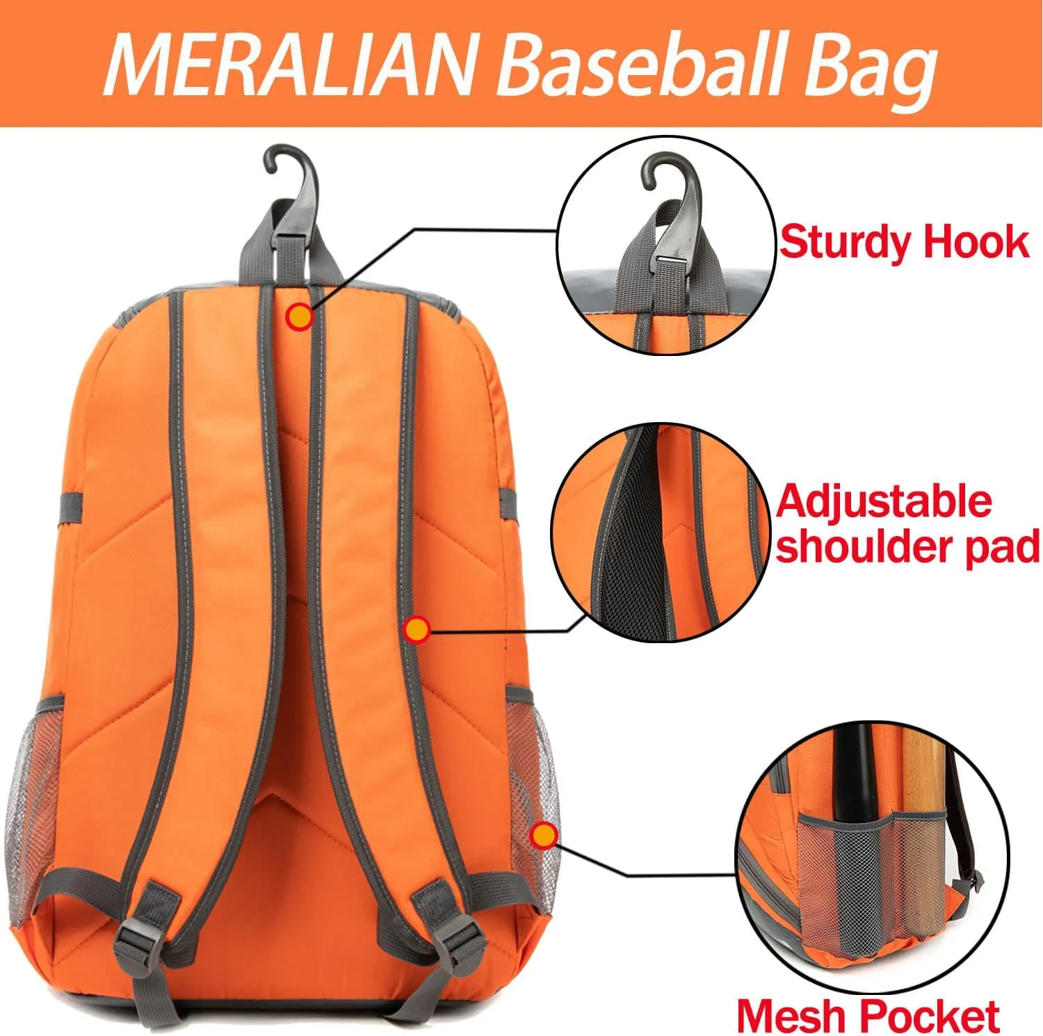 Baseball Bag - Lightweight Softball & T-Ball Backpack with Shoe Compartment for Equipment & Gear