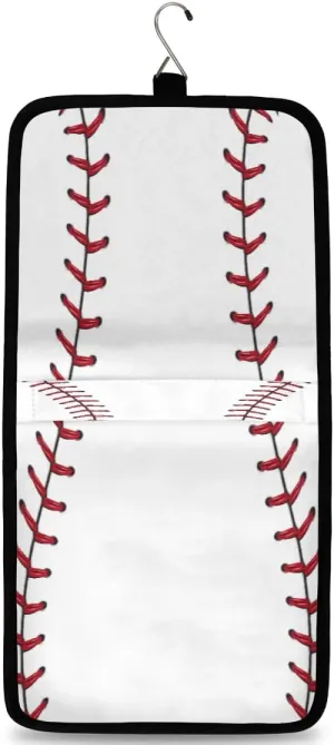 Baseball Texture Pattern Hanging Toiletry Bag Waterproof Makeup Cosmetic Bag Travel Bag Organizer for Accessories Shampoo Full Sized Container Travel-Essentials Toiletry Bag