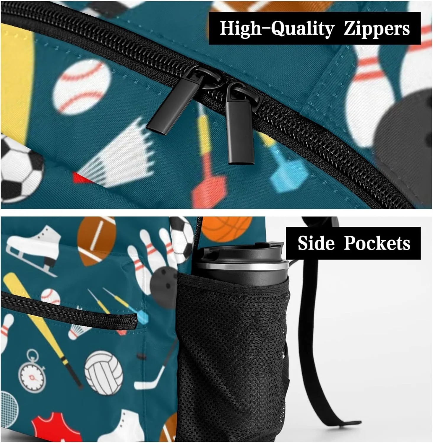 Baseballs Soccer Personalized Kids School Backpack Custom for Boys Girls Primary Daypack School Bookbag Travel Bag