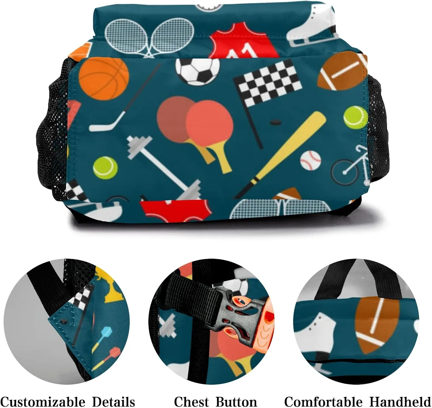Baseballs Soccer Personalized Kids School Backpack Custom for Boys Girls Primary Daypack School Bookbag Travel Bag