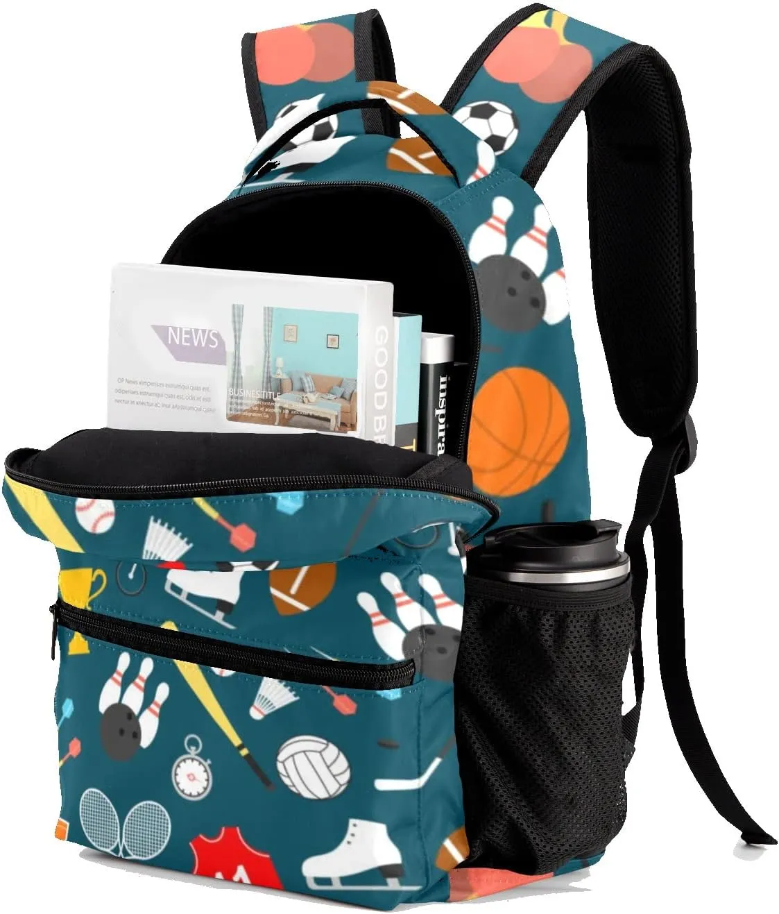 Baseballs Soccer Personalized Kids School Backpack Custom for Boys Girls Primary Daypack School Bookbag Travel Bag