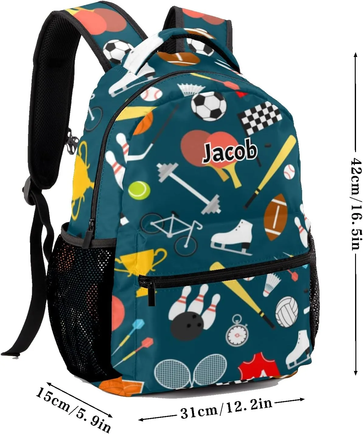Baseballs Soccer Personalized Kids School Backpack Custom for Boys Girls Primary Daypack School Bookbag Travel Bag