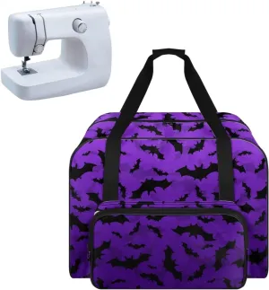 Bats Sewing Machine Carrying Case Two Way Zipper Sewing Machine Tote Bag Portable Cover Tote Bag with Hand Strap Storage Organization Carrying Bag for Accessories