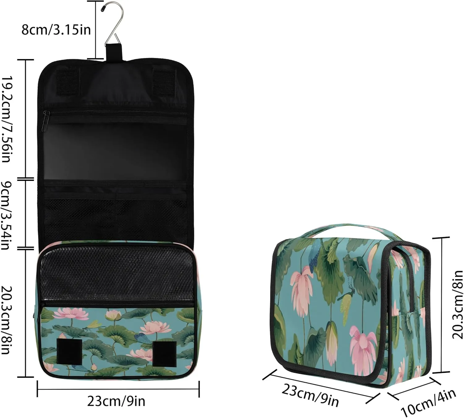 Beautiful Lotus Flowers Hanging Toiletry Bag Waterproof Makeup Cosmetic Bag Travel Bag Organizer for Accessories Shampoo Full Sized Container Travel-Essentials Toiletry Bag