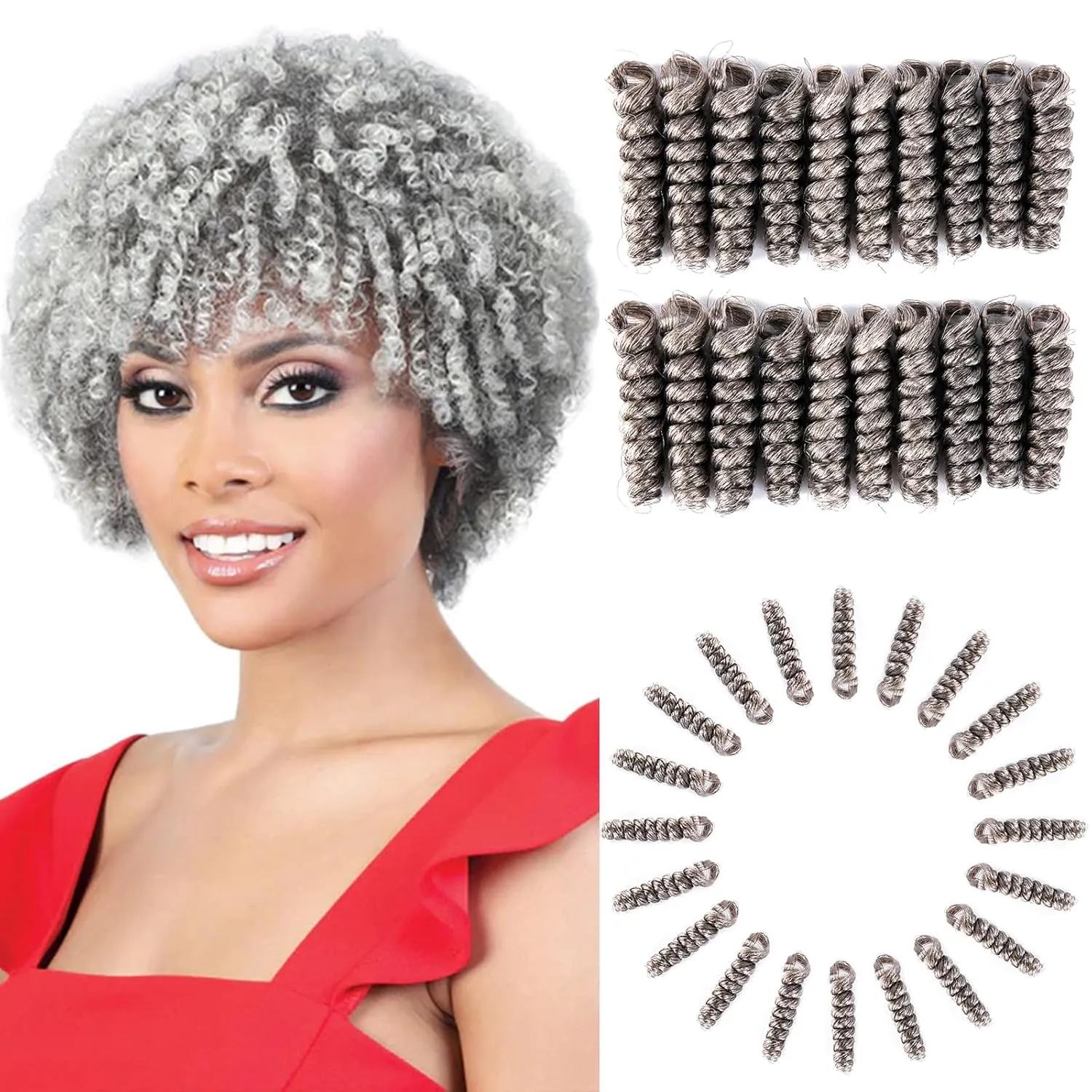 BECUS 3Packs 10inch Black Short Crochet Hair for Black Women Bouncy Crochet Braids Synthetic Braiding Hair Extensions Curl(8mm) Tapered Cut(Black Mixed Gray #M/60)