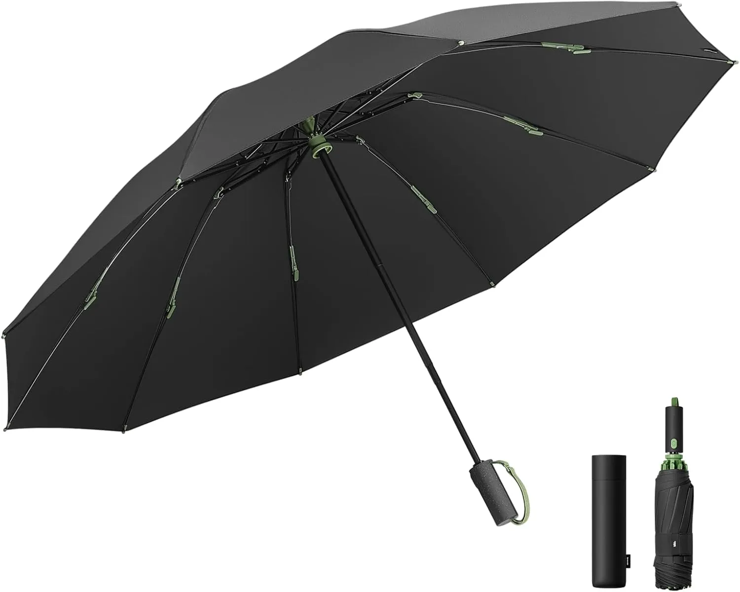 Beneunder Windproof Tri-fold Reverse Folding Umbrella - Lightweight Portable Travel Umbrella for Wind and Rain, Perfect for Car, Backpack, and On-the-GO