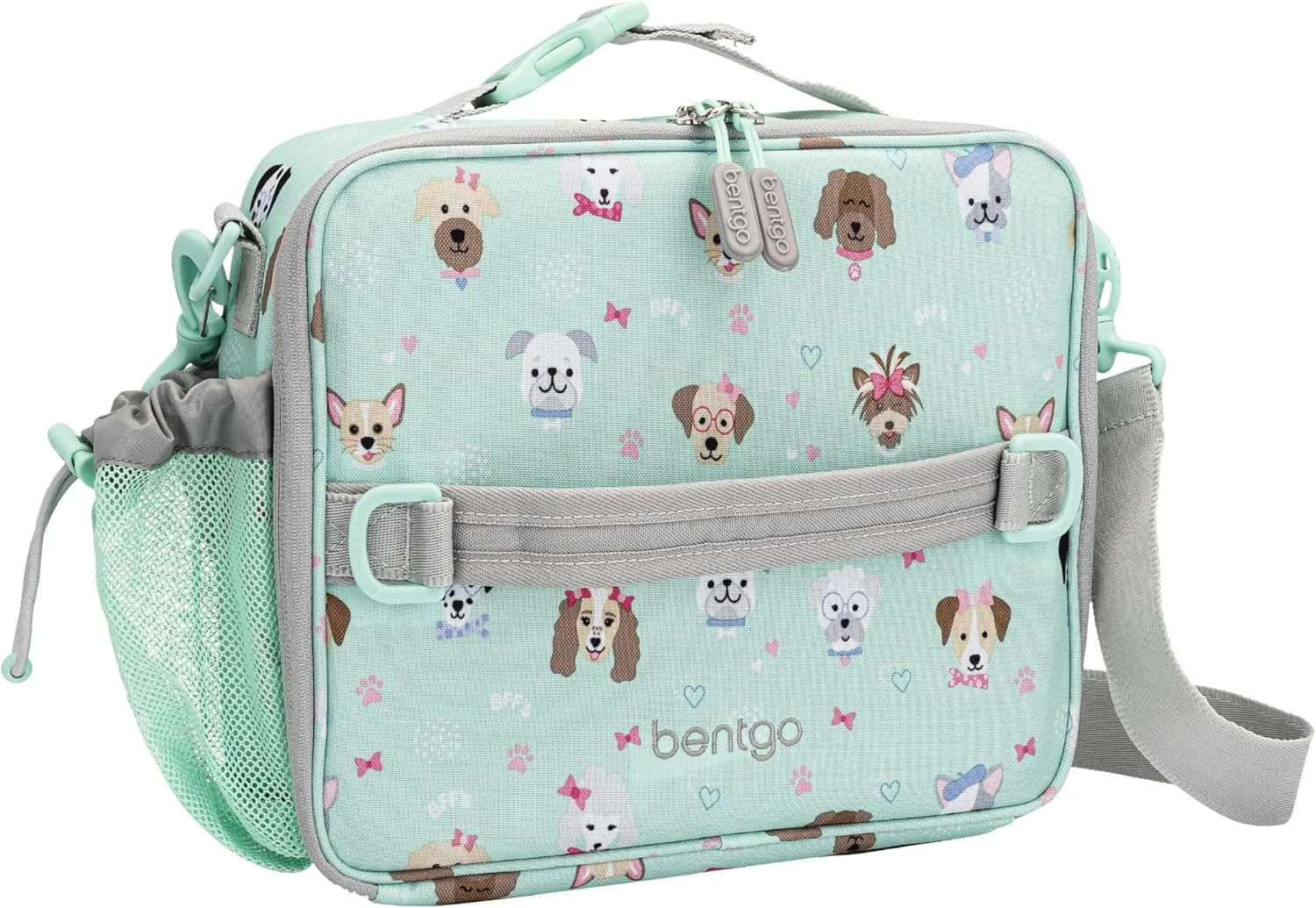 Bentgo Kids Lunch Bag - Durable, Double-Insulated Lunch Bag for Kids 3 ; Holds Lunch Box, Water Bottle, & Snacks; Easy-Clean Water-Resistant Fabric & Multiple Zippered Pockets (Puppy Love)
