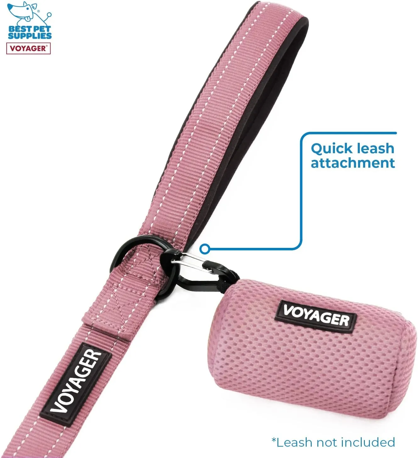 Best Pet Supplies 2-Pack Dog Poop Bag Holder Leash Attachment, Color, Reusable Mesh Dispenser Pouch for Travel, Walking, Park, and Outdoor Use, Soft and Durable with Clip-On - Mesh Pink