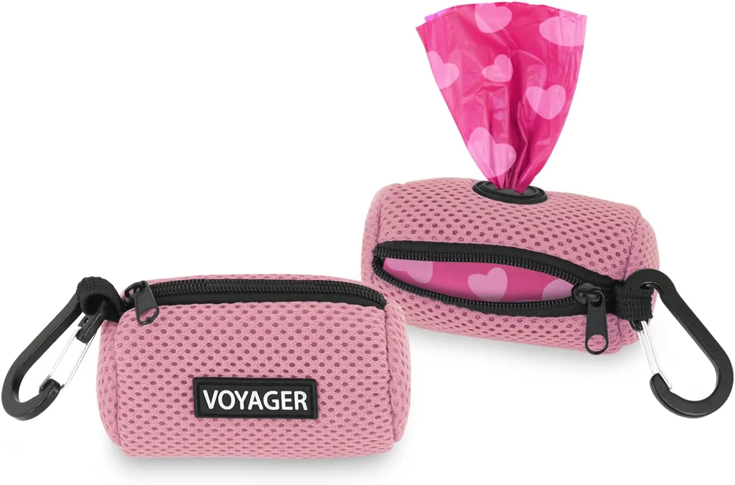 Best Pet Supplies 2-Pack Dog Poop Bag Holder Leash Attachment, Color, Reusable Mesh Dispenser Pouch for Travel, Walking, Park, and Outdoor Use, Soft and Durable with Clip-On - Mesh Pink
