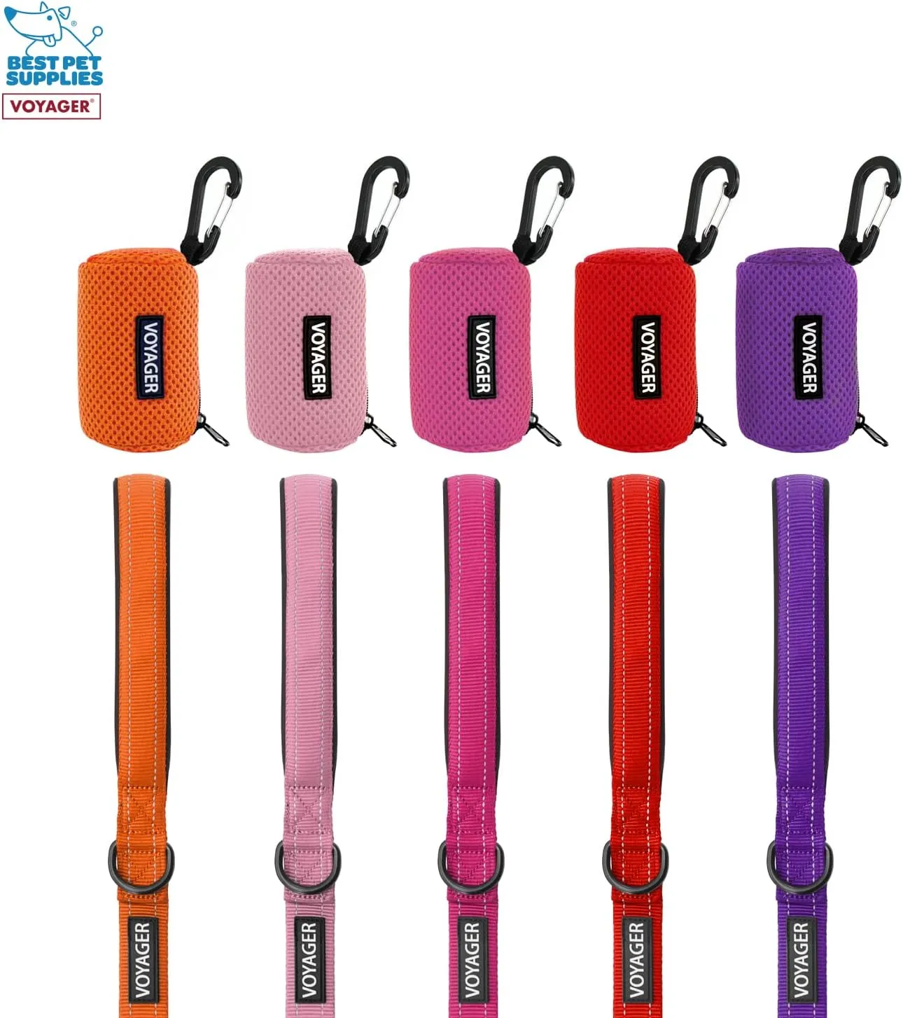 Best Pet Supplies 2-Pack Dog Poop Bag Holder Leash Attachment, Color, Reusable Mesh Dispenser Pouch for Travel, Walking, Park, and Outdoor Use, Soft and Durable with Clip-On - Mesh Pink