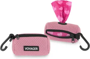 Best Pet Supplies 2-Pack Dog Poop Bag Holder Leash Attachment, Color, Reusable Mesh Dispenser Pouch for Travel, Walking, Park, and Outdoor Use, Soft and Durable with Clip-On - Mesh Pink