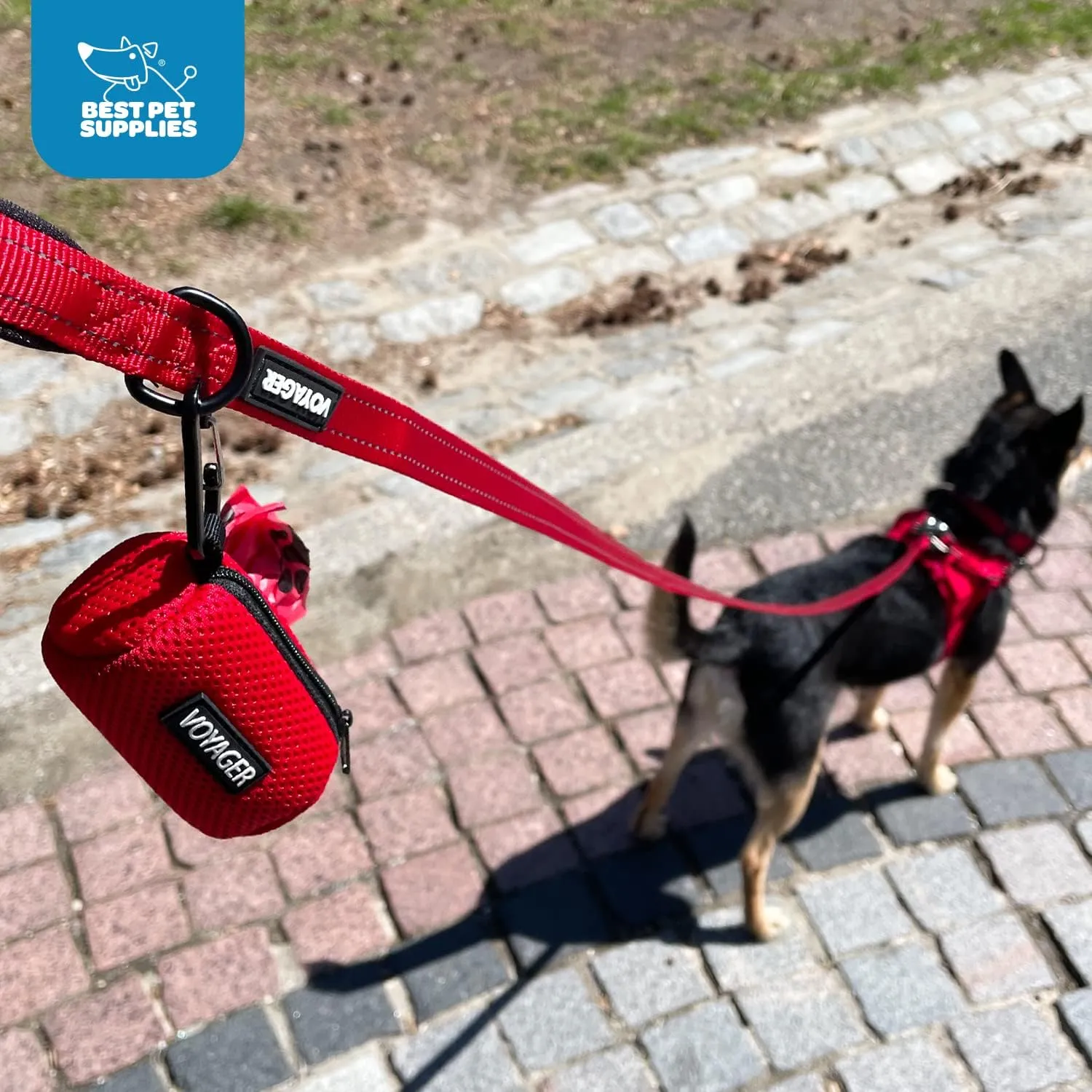 Best Pet Supplies 2-Pack Dog Poop Bag Holder Leash Attachment, Color, Reusable Mesh Dispenser Pouch for Travel, Walking, Park, and Outdoor Use, Soft and Durable with Clip-On - Mesh Pink