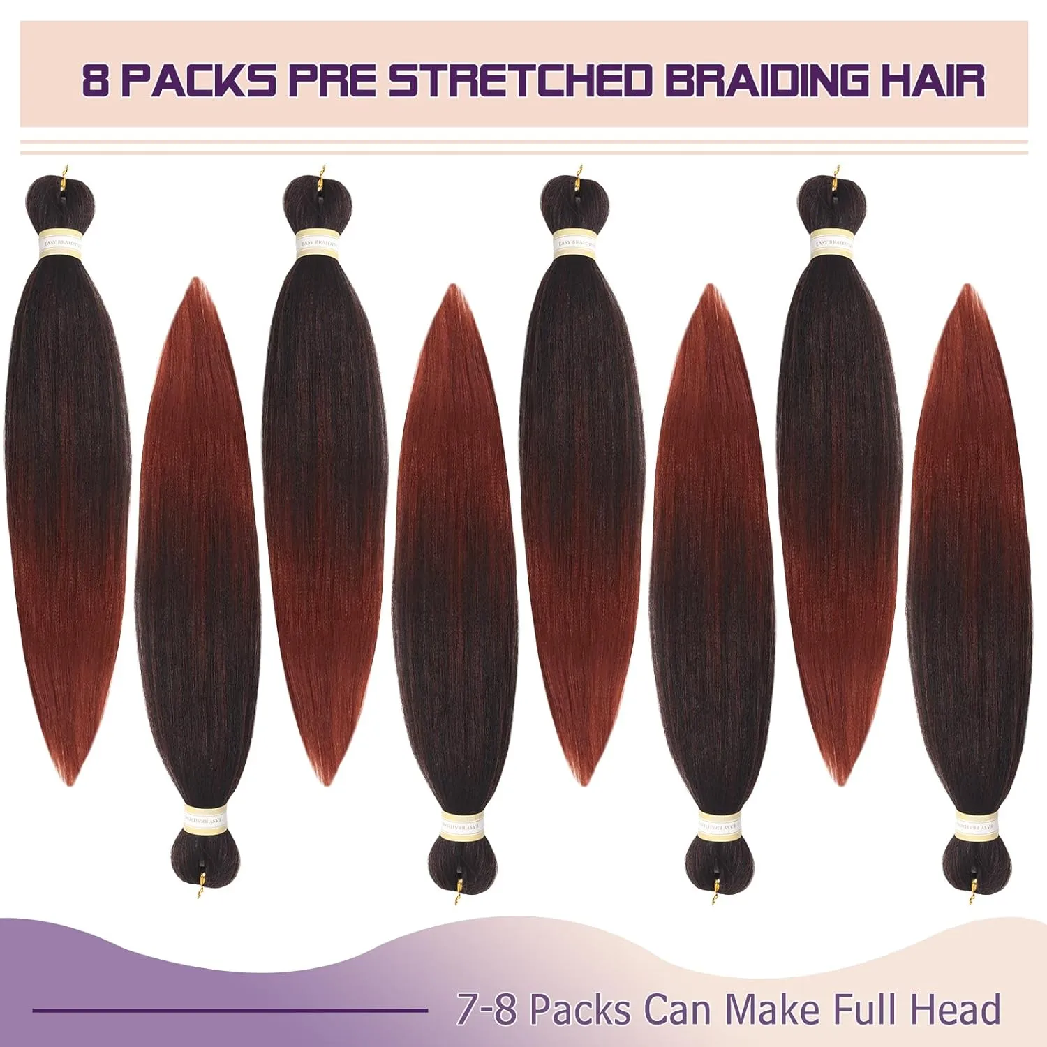 Beyond Beauty Braiding Hair pre stretched, Braids Synthetic Fiber Ombre Yaki Texture, Natural Easy Twist Braids Crochet Hair Hot Water Setting hair extensions
