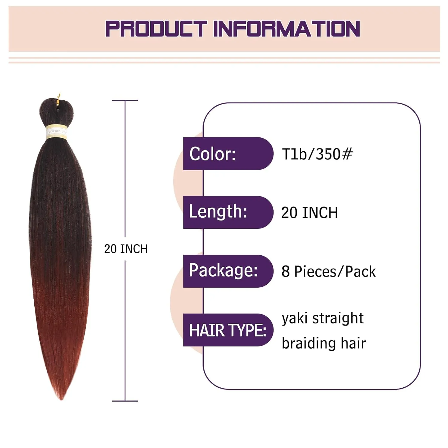 Beyond Beauty Braiding Hair pre stretched, Braids Synthetic Fiber Ombre Yaki Texture, Natural Easy Twist Braids Crochet Hair Hot Water Setting hair extensions