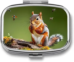 Birds, Squirrels, Insects Travel Pill Organizer A Daily Pill Box for Supplements 2 Compartment Pill Case Convenient for Carrying and Storing Medicines Box