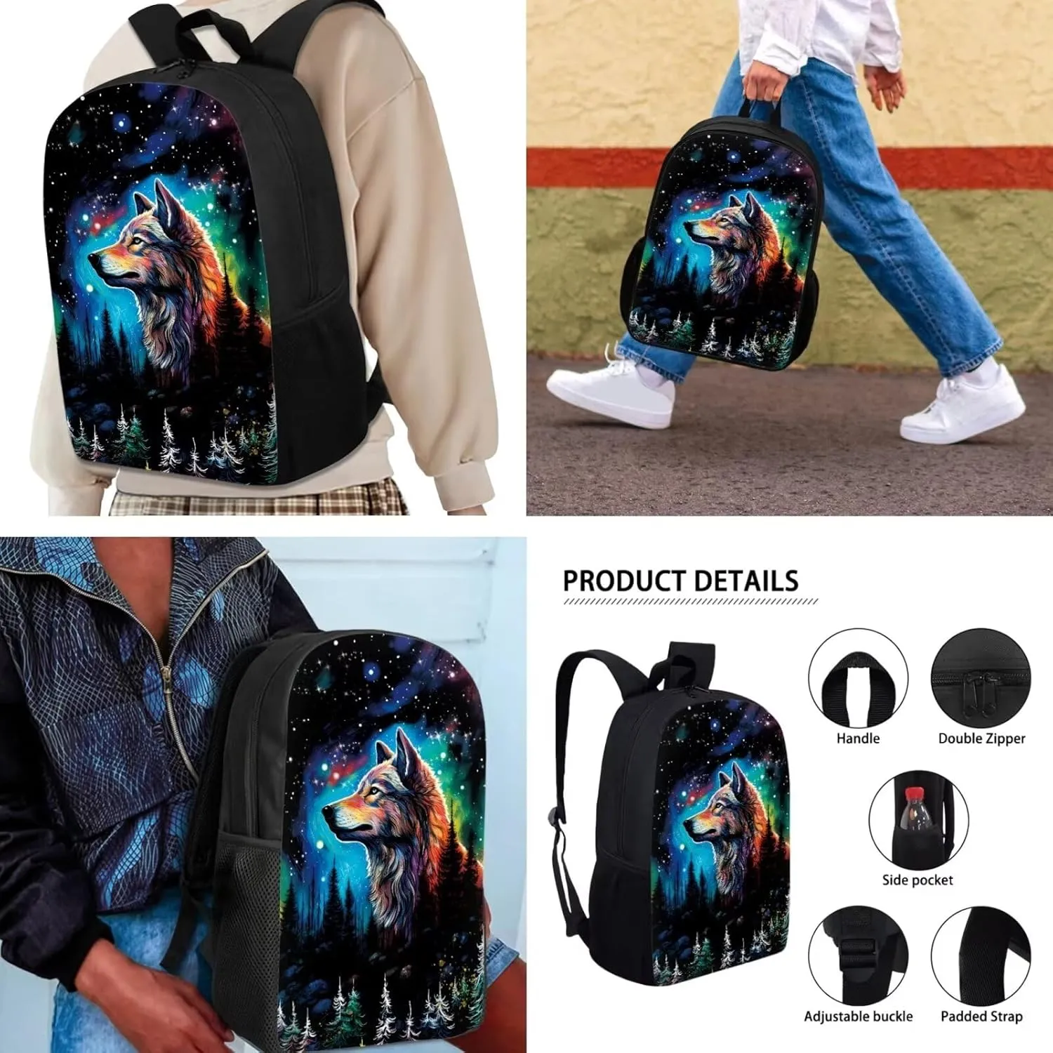 Biyejit Kid's School Bag Set Included Shoulder Bagpack Lunch Tote Bags Pen Holder Organizer 3 Piece