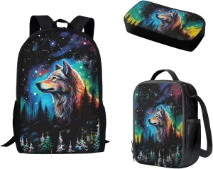 Biyejit Kid's School Bag Set Included Shoulder Bagpack Lunch Tote Bags Pen Holder Organizer 3 Piece