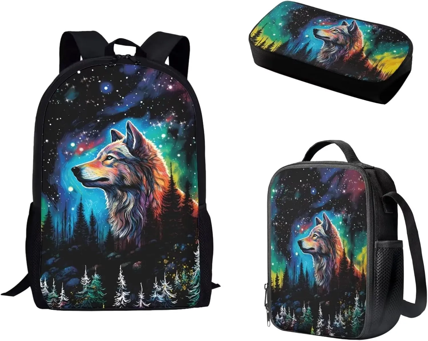Biyejit Kid's School Bag Set Included Shoulder Bagpack Lunch Tote Bags Pen Holder Organizer 3 Piece