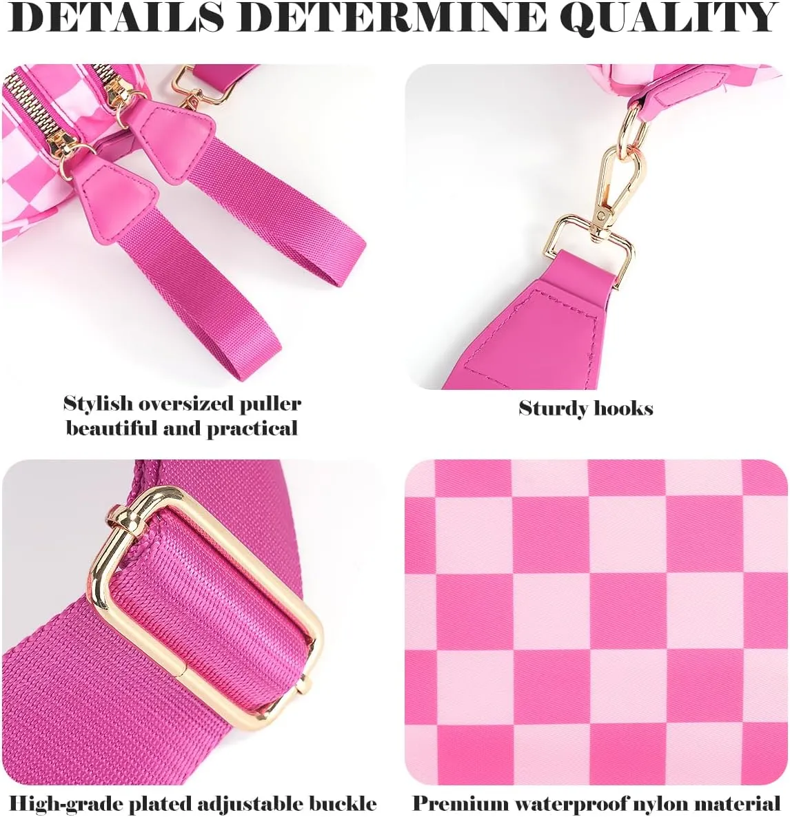 Black and White Checkered Crossbody Bag Bum Bag for Women,Spacious Checkered Purse Fanny Packs Belt Bag