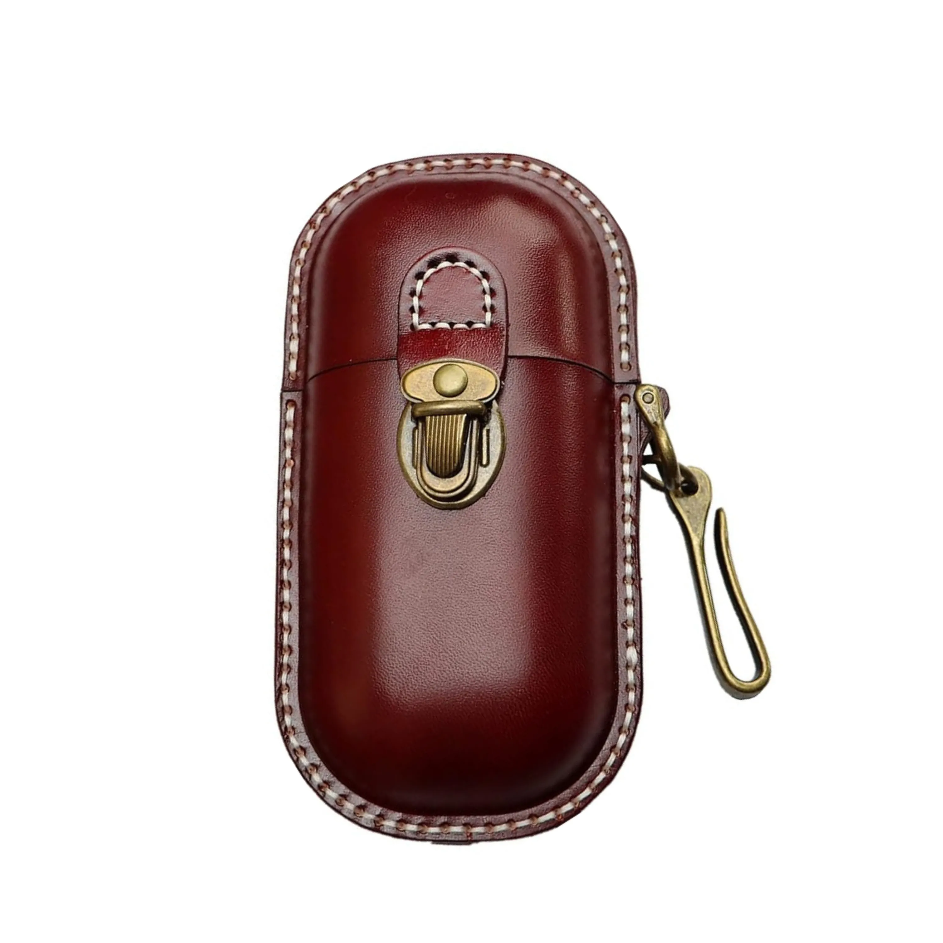 Black Cowhide Leather Eyewear Organizer with Hook - Stylish