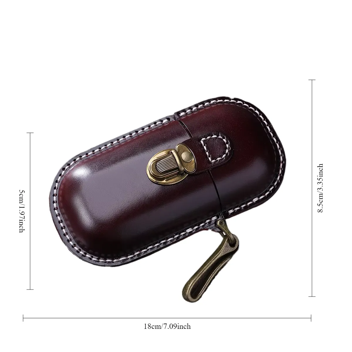 Black Cowhide Leather Eyewear Organizer with Hook - Stylish