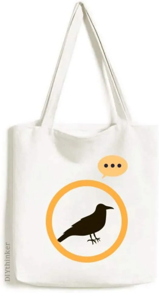 Black Crow Cute Animal Portrayal Expression Gift Sack Canvas Tote Shoulder Bag