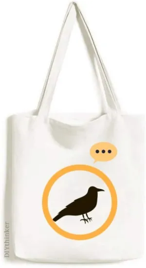 Black Crow Cute Animal Portrayal Expression Gift Sack Canvas Tote Shoulder Bag