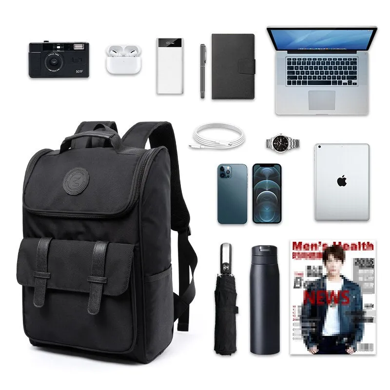 Black Oxford Vintage Waterproof Backpack