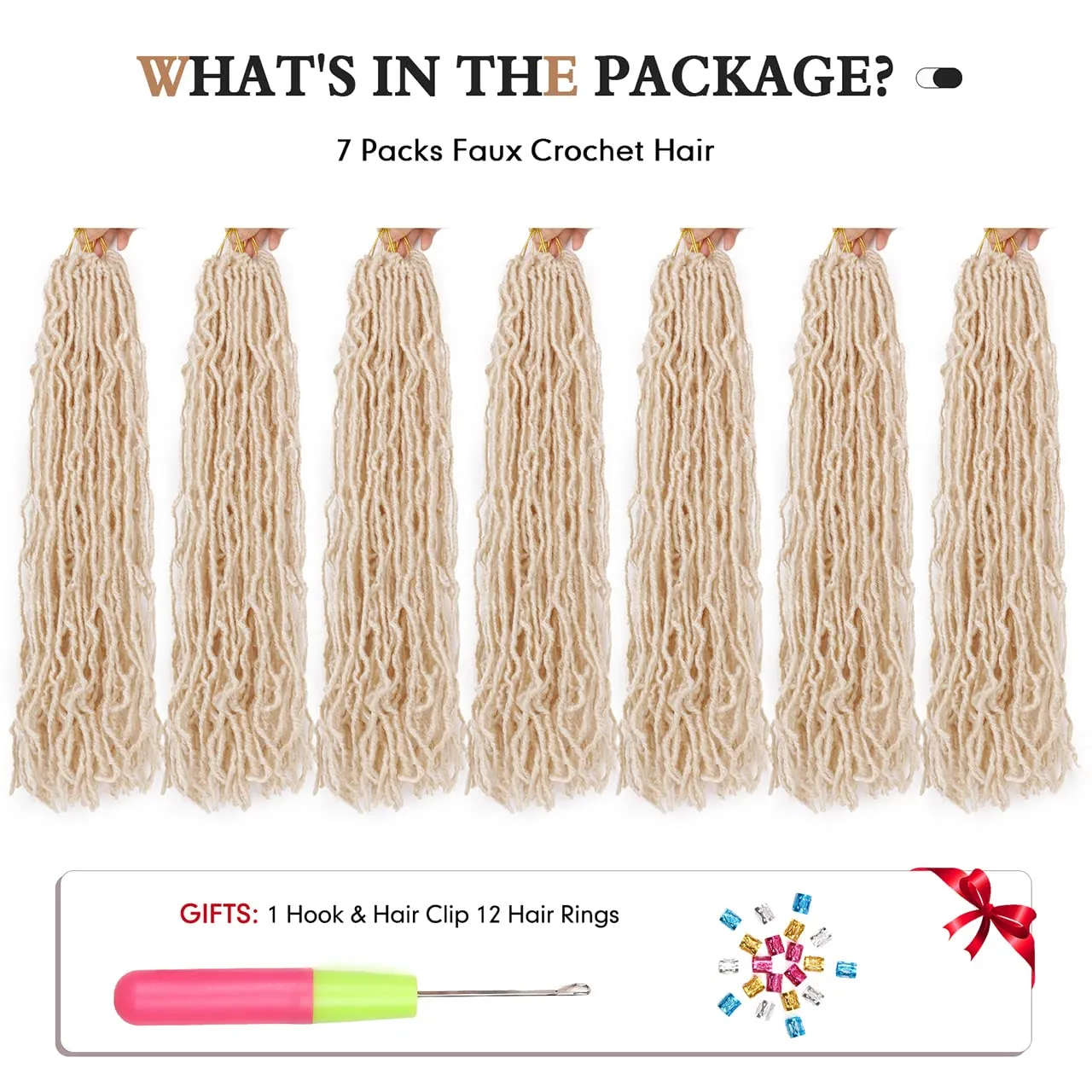 Blonde Soft Locs Crochet Hair 20 Inch 7 Packs Faux Locs Hair Extensions Wavy Goddess Hair Locs Braids Hair