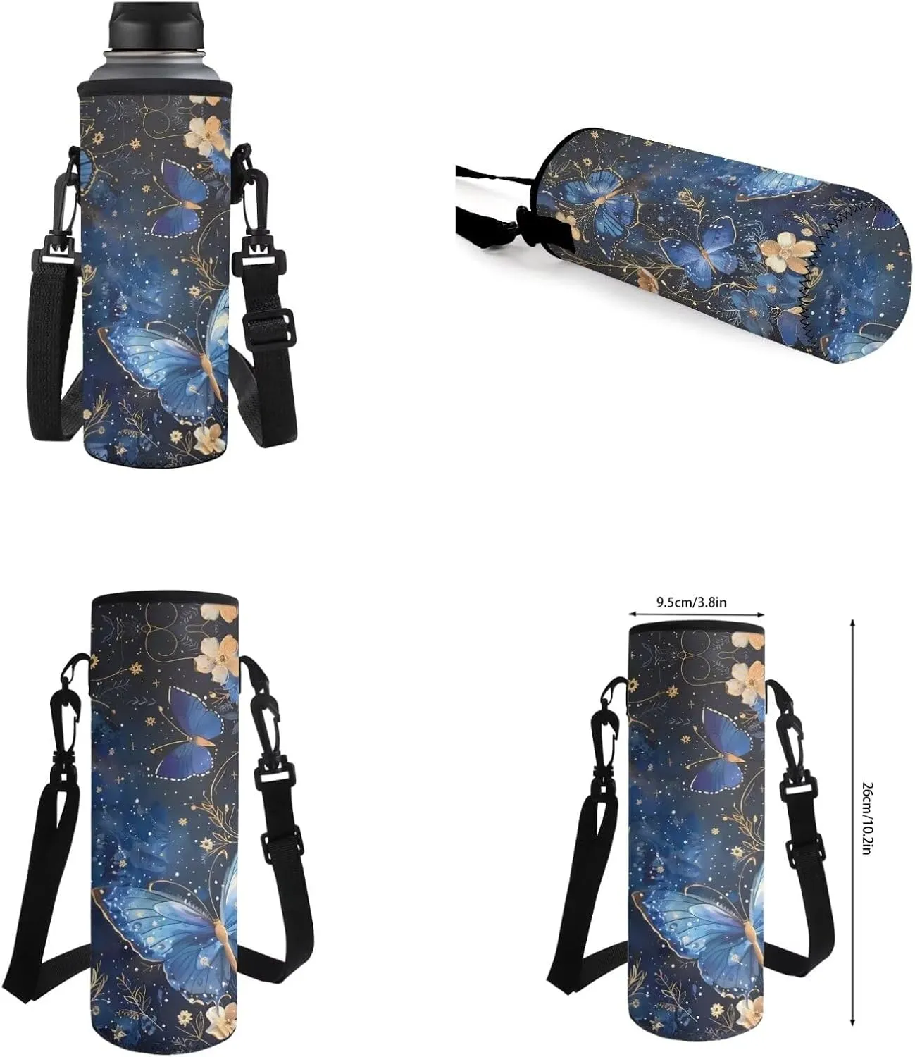 Blue Butterfly Backpack and Lunch Bag Set for Girls Boys 10-12 4pcs Middle School Elementary Bookbags Large Opening Easy to Access Stylish and Fashion Boys Backpack Set for Outdoor