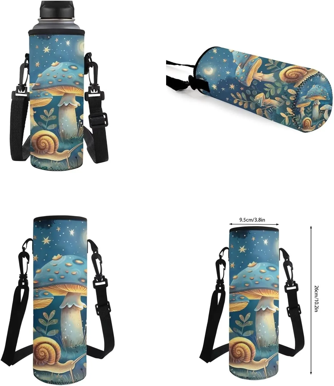 Blue Mushroom Teen Girls Backpacks Ages 8-10 Middle High School Bookbag Portable Bags for School for Girls Backpack and Lunch Box Set with Water Bottle Holder Make You Look Chic