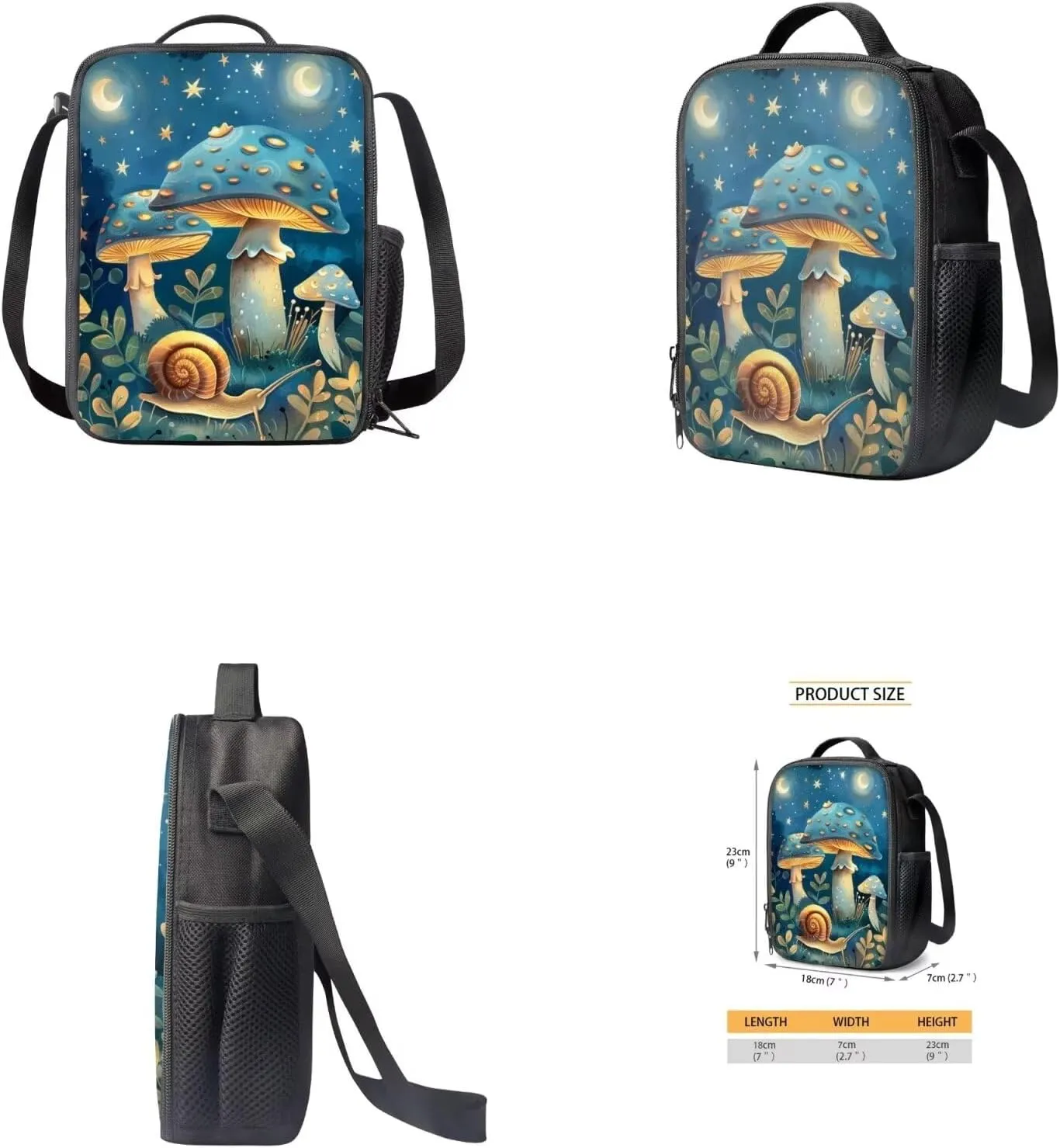 Blue Mushroom Teen Girls Backpacks Ages 8-10 Middle High School Bookbag Portable Bags for School for Girls Backpack and Lunch Box Set with Water Bottle Holder Make You Look Chic