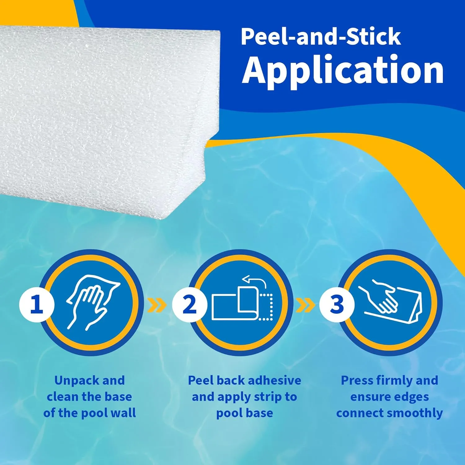 Blue Wave 48-inch Peel and Stick Above Ground Pool Cove Foam, 19 Pack – Liner Protection & Floor Support – Made of High-Density Waterproof Foam – Easy to Install Above Ground Pool Accessories