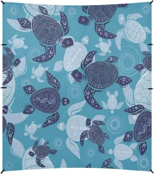 Blue White Turtle Beach Tent Camping Sun Shelters Portable Outdoor Canopy Sun Shade for Camping Trips Fishing Backyard Fun or Picnics Easy Setup with Carrying Bag